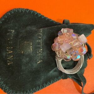 Milano Iridescent hand Beaded cocktail ring